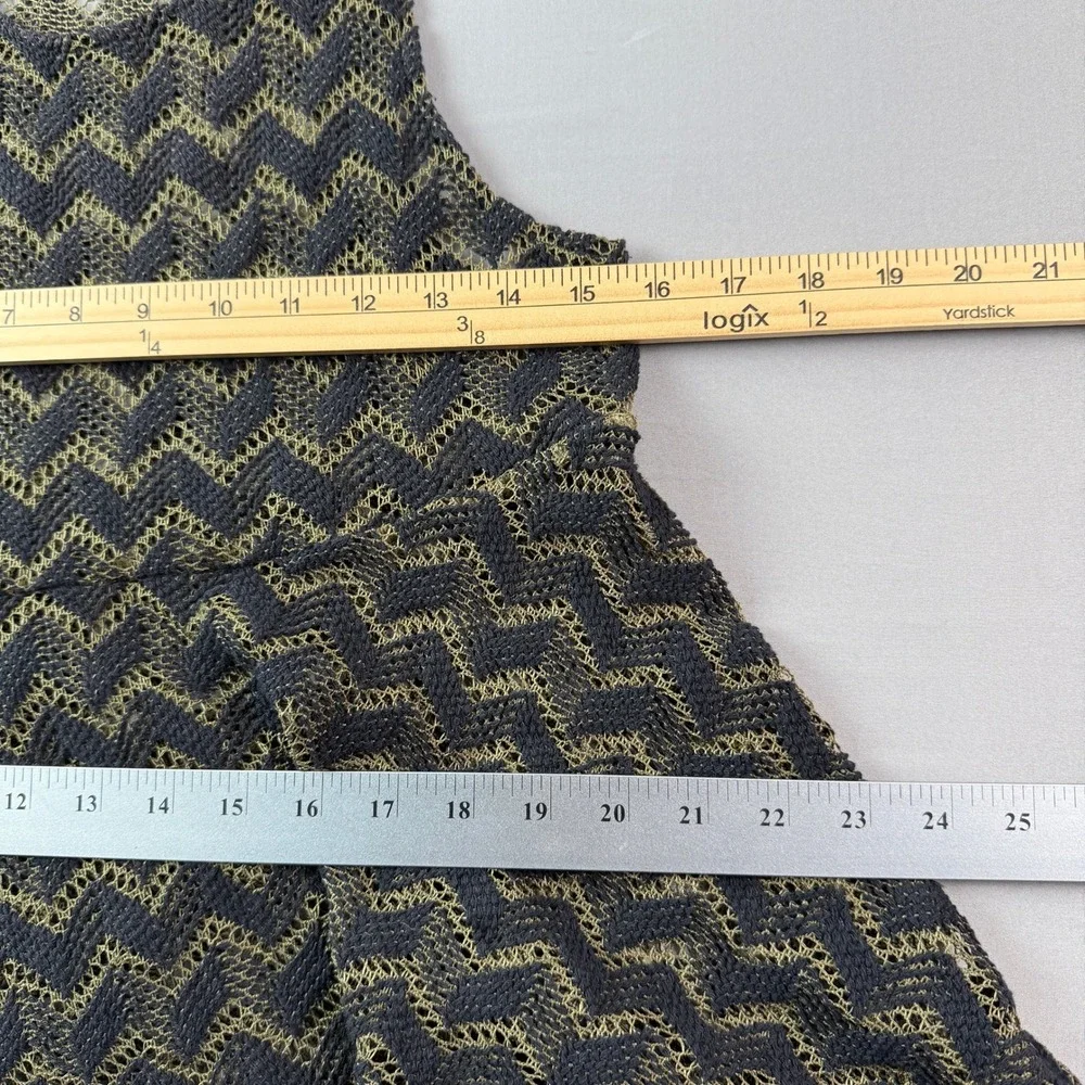 Free People Black Olive‎ Green Geo Crochet Knit Sheer Mini Tank Party Dress XS